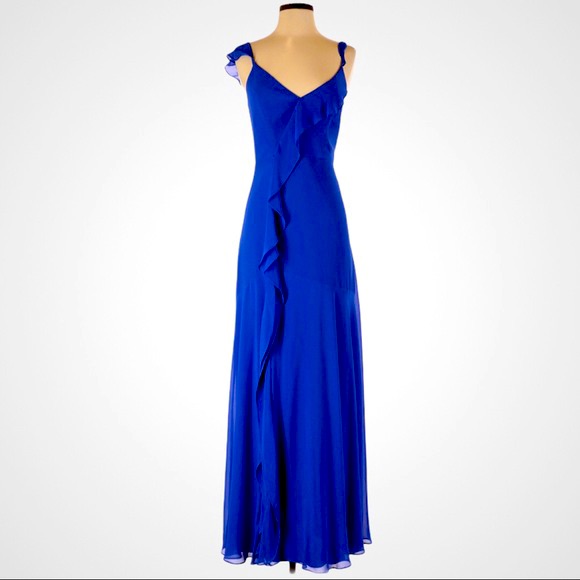 Marciano Zandria Ruffle Maxi Dress In Royal Blue
